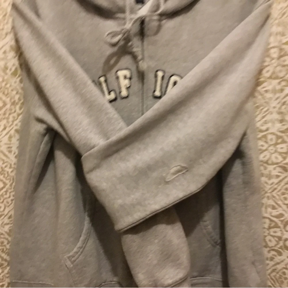Tommy Hilfiger = Women’s SZ M-L; Full Zip Long Sleeve Gray Drawstring Hoodie - Picture 7 of 11